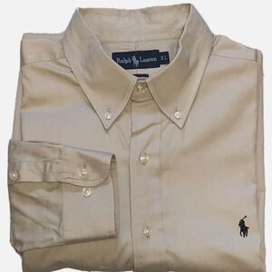 Ralph Lauren Men's Tan Dress  Shirt With signature pony logo x l